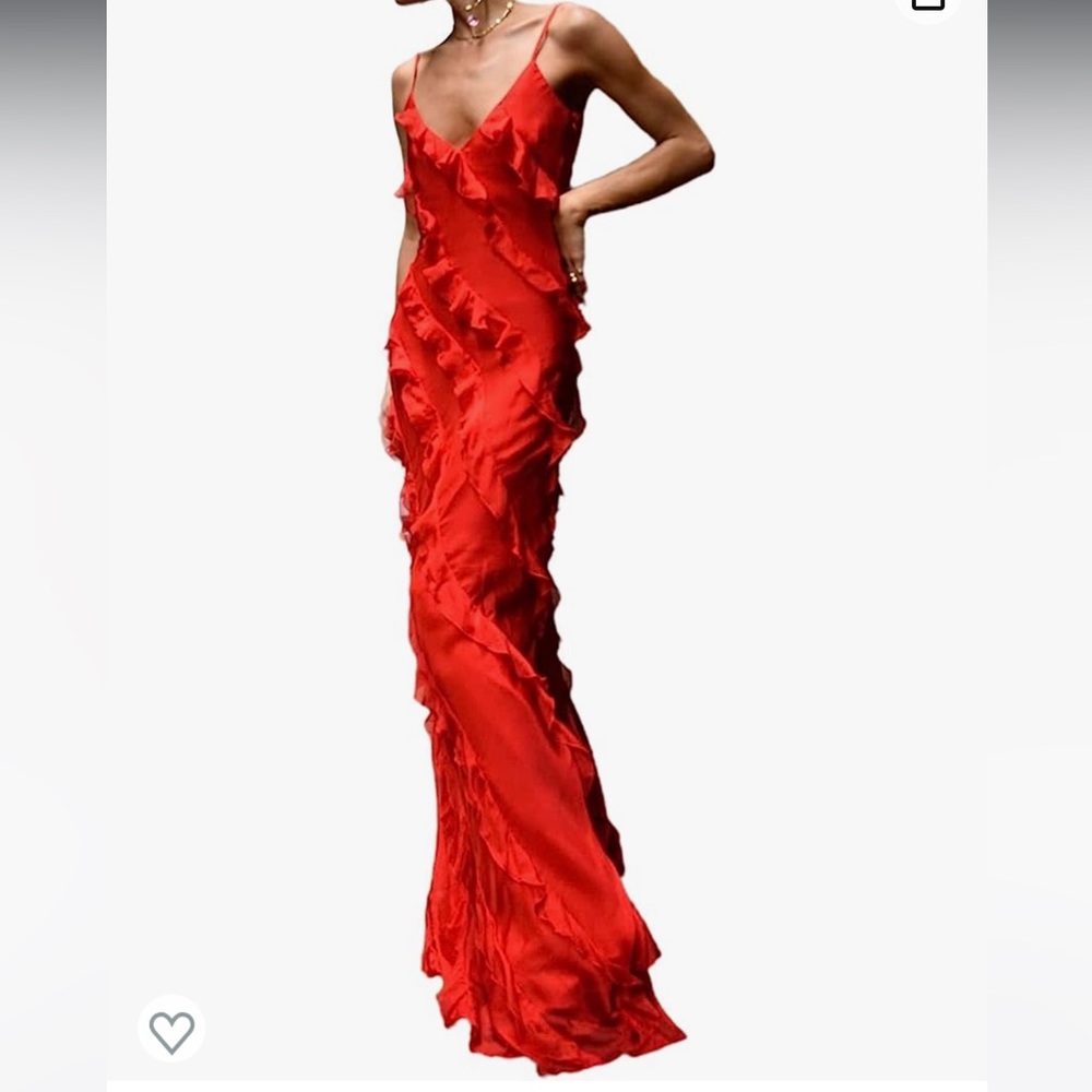 Red ruffle dress